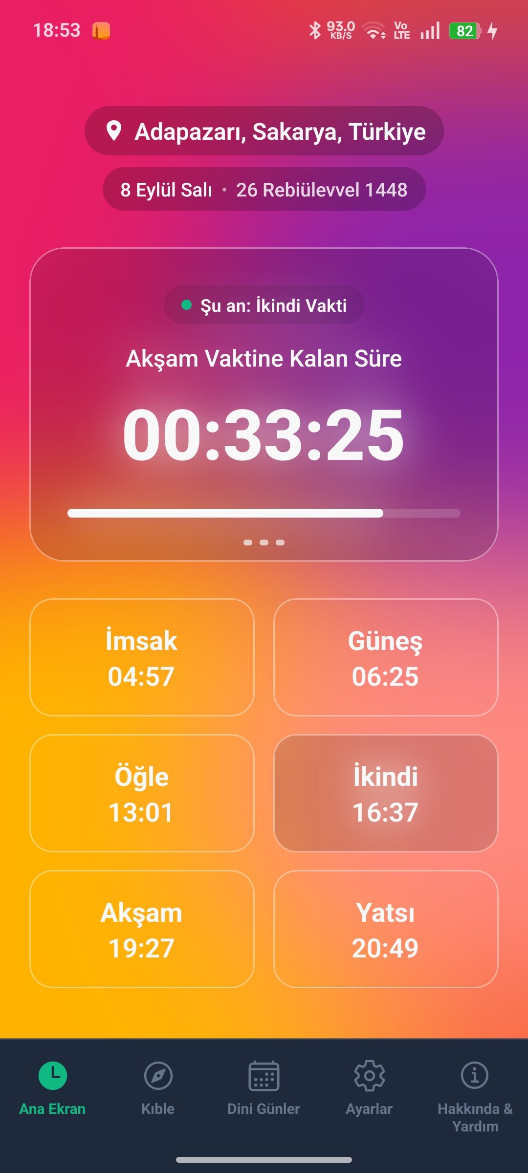 Ezan Vakti Akşam Ekranı