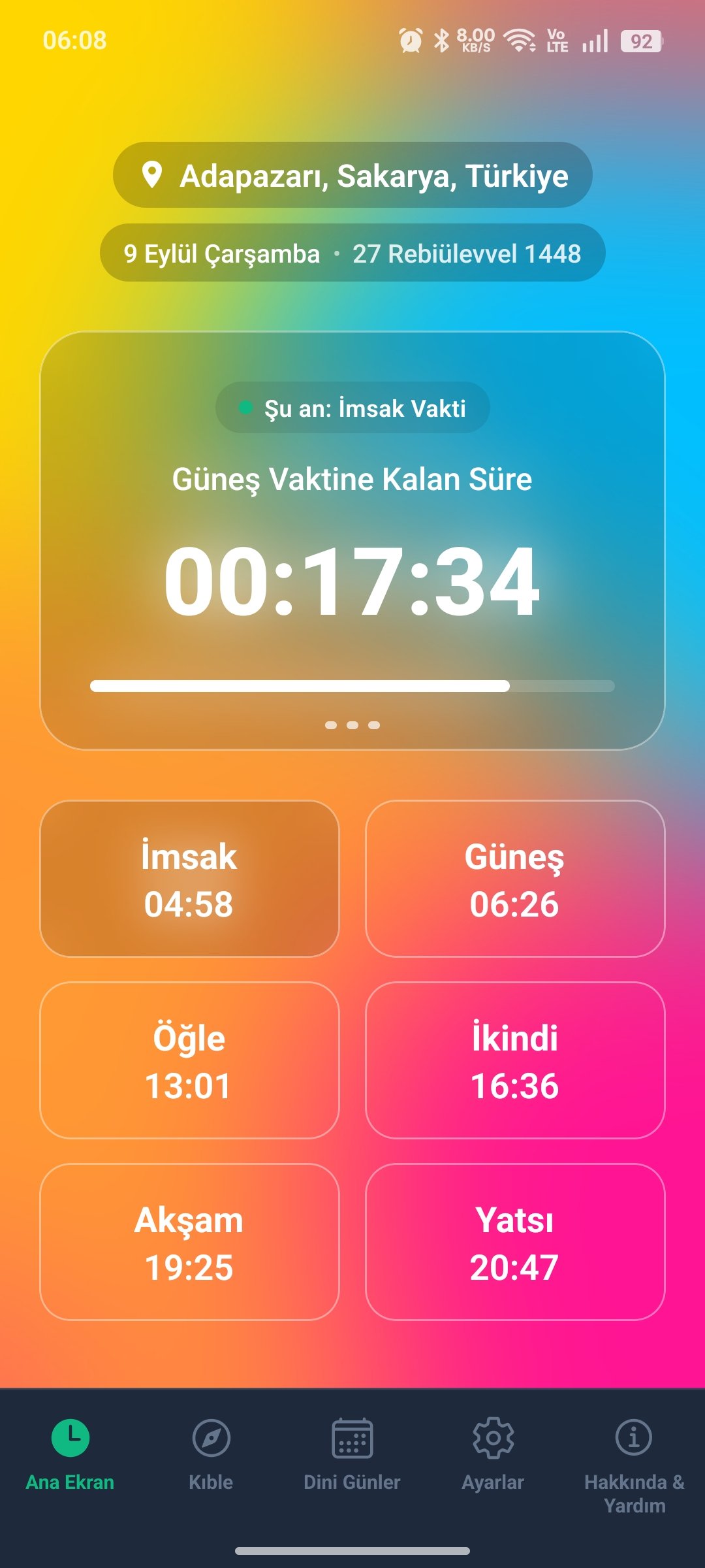 Ezan Vakti Sabah Ekranı